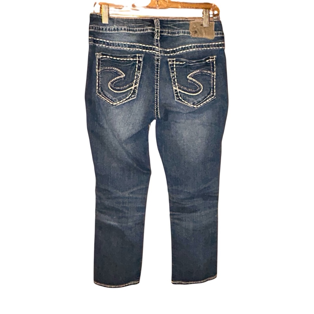 Silver Jeans Suki Mid Capri Jeans Fluid Denim Women’s Sz‎ 29 Stretch Embroidered